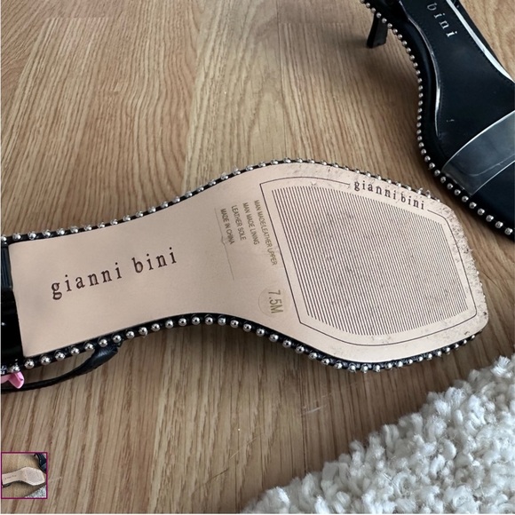 Gianni Bini Black Slingback Kitten Heels with Clear Toe Strap - Picture 3 of 3